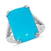 Image 1 : 10.41ct Turquoise 14 K White  Gold Ring