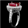 Image 2 : 14k White Gold 4.50ct Ruby 0.90ct Diamond Ring