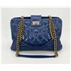 Image 2 : Chanel Blue Glazed Calfskin Quilted Tote Bag