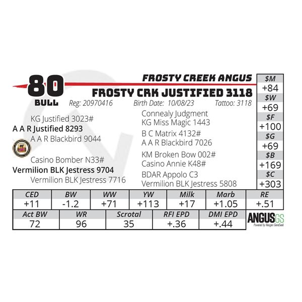 Frosty Crk Justified 3118
