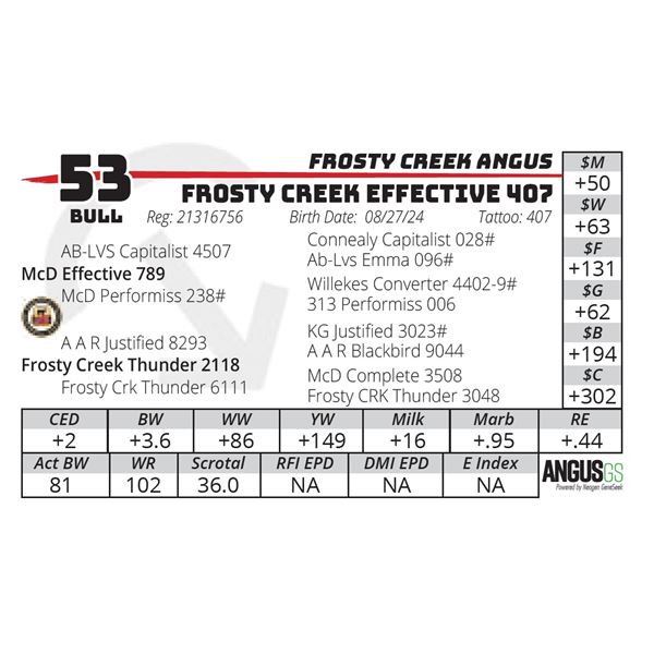 FROSTY CREEK EFFECTIVE 407