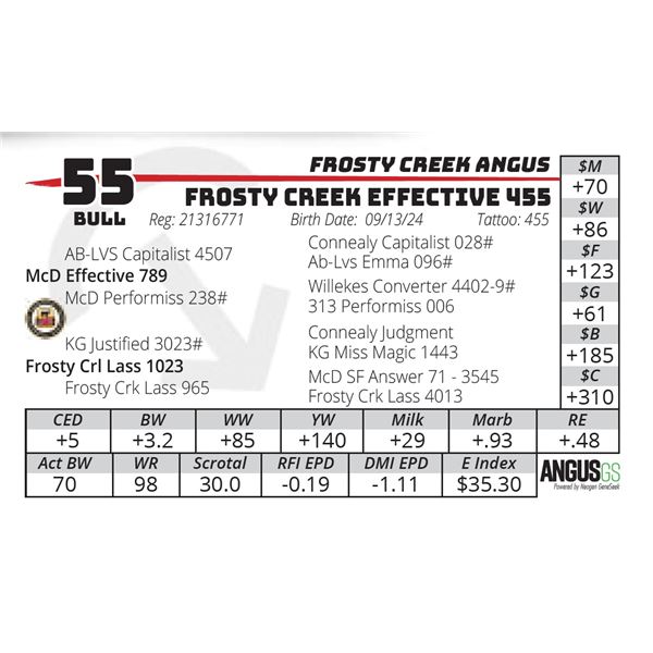 FROSTY CREEK EFFECTIVE 455