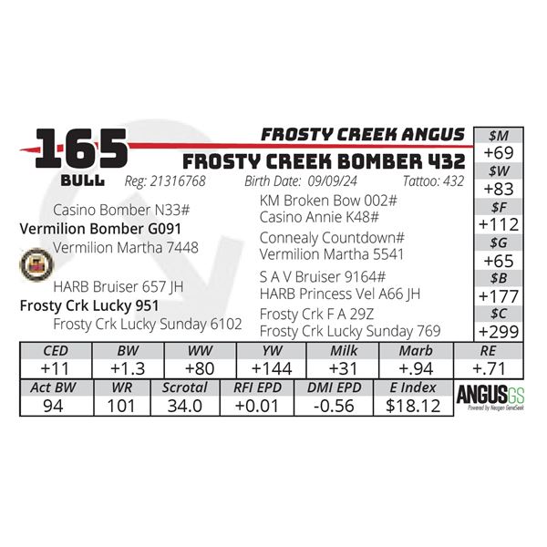 FROSTY CREEK BOMBER 432