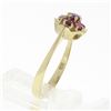 Image 7 : Vintage 18k Yellow Gold 0.37 ctw Round Ruby Wavy Halo Flower Cluster Petite Ring