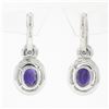 Image 5 : 18k White Gold 3.80 ctw FINE Oval Cut Purple Amethyst Diamond Drop Dangle Earrin