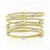 Image 1 : 18k Solid Gold 1.52in. Wide Cable Crossover Pave Diamond Cuff Flexible Bracelet