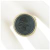 Image 3 : Vintage 14K Gold Round Bezel Carved Hematite Intaglio Knight Twisted Wire Ring