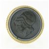 Image 4 : Vintage 14K Gold Round Bezel Carved Hematite Intaglio Knight Twisted Wire Ring