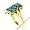 Image 2 : Vintage 14k Gold & Silver Top Round Green Emerald Rectangular Large Platter Ring