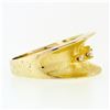 Image 5 : Vintage 14k Gold 3 Single Cut Diamond Wide Florentine Finished Concave Band Ring