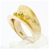 Image 7 : Vintage 14k Gold 3 Single Cut Diamond Wide Florentine Finished Concave Band Ring