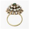 Image 7 : Antique 14k Rosy Yellow Gold 0.20 ctw Emerald Opal Open Spray Cluster Platter Ri
