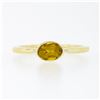 Image 4 : Simple Petite 14k Gold 0.70 ctw Bezel Oval Orange Yellow Sapphire Solitaire Ring