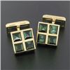 Image 6 : Men's Vintage 18K Gold 5.0 ctw Grid Square Step Cut Green Tourmaline Cuff Links