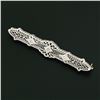 Image 2 : Antique Art Deco 14k White Gold 0.05 ctw Single Cut Diamond Open Filigree Bar Pi