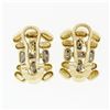 Image 5 : 18k Yellow & White Gold 0.20 ctw Round Diamond Open Huggie Cuff Omega Earrings