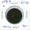 Image 1 : 1890H Canadian Victorian Large Cent. Heaton Mint. EF-40. Key Date.