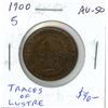 Image 1 : 1900 Canadian Victorian Large Cent. AU-50 with Traces of Lustre. Key Date.
