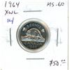 Image 1 : 1964 Extra Water Line Nickel 5 Cents. MS-60. Key Date.