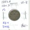 Image 1 : 1882H Canadian Victorian Silver 10 Cents. Obverse 3. Heaton Mint. VG-8. Key Date.