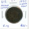 Image 1 : U.S. 1837 Matron Head Large Cent. Medium Letters. F-12. Scarce.