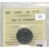 Image 1 : 1926 Far 6 Canadian Nickel 5 Cents. ICCS certified & graded F-15 Cleaned. Scarce Key Date missing fr