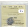 Image 1 : 1946 Canadian Silver 10 Cents. ICCS certified & graded MS-63. Bright White.