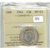 Image 1 : 1942 Canadian Silver 25 Cents. ICCS certified & graded MS-63.