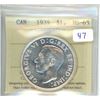 Image 1 : 1939 Canadian Silver Dollar. ICCS certified & graded MS-63. Bright White coin issued for the first R