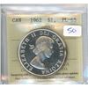 Image 1 : 1962 Canadian Silver Dollar. ICCS certified & graded PL-65 Cameo.