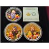 Image 6 : Complete set of 3 2018 $50. Each coin is colourized and depict the san xing gods: FU, LU & Shou. Eac