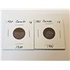 Image 1 : Lot of 2 Canada Large Pennies:  1920 & 1921