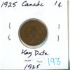 Image 1 : 1925 KEY DATE Canada 1¢