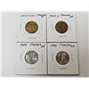 Image 1 : Lot of 4 Canada 5¢:  1942 Tombac, 1943 Tombac, 1944, 1945