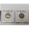 Image 1 : Lot of 2 Canada 5¢:  1960 Bald Beaver & 1962 Double Date
