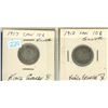 Image 1 : Lot of 2 Canada Silver 10¢:  1917 & 1918