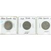Image 1 : Lot of 3 Canada Silver 25¢:  1936, 1938, 1940
