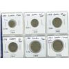 Image 1 : Lot of 6 Sweden Silver Coins:  1916 50 Ore, 1943 1 Kroner, 1950 10 & 25 Ore, 1956 50 Ore & 1 Kroner