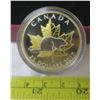 Image 1 : 2017 Canada Fine Silver $25 Piedfort Timeless  gold-plated coin, Beaver/Maple Leaf, COA