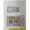 Image 1 : Lot of 2 bills:  1972 Scotland Bank One Pound & 1923 German Reichsbank 100,000 Marks