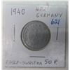 Image 1 : 1940 Nazi-germany WW2 eagle-swastika 50P fennig coin X-fine