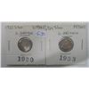 Image 1 : Great britain 1920 &1933 king george 5 , 3 pence coins (.925 silver) VF-20
