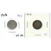 Image 1 : 1918 + 1919 Canadian silver ten cents