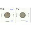 Image 1 : 1945 + 1946 Canadian silver ten cents