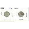 Image 1 : 1956 + 1957 Canadian silver ten cents