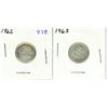 Image 1 : 1962 + 1963 Canadian silver ten cents