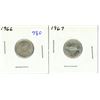 Image 1 : 1966 + 1967 Canadian silver ten cents