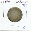 Image 1 : 1880H Wide 0 Canadian silver 25 cents