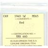 Image 2 : 1940 ICCS graded Canadian one cent MS-65