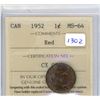 Image 1 : 1952 ICCS graded Canadian one cent MS-64